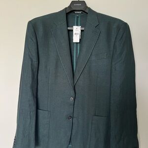 Express Green Suit Jacket & Pant Combo with Structured Shoulders